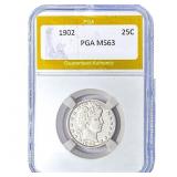 1902 Barber Quarter PGA MS63