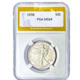 1938 Walking Liberty Half Dollar PGA MS64