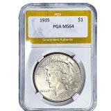 1935 Silver Peace Dollar PGA MS64