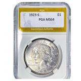 1923-S Silver Peace Dollar PGA MS64
