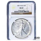 1987 Silver Eagle NGC MS69