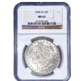 1884-CC Morgan Silver Dollar NGC MS63