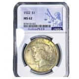 1922 Silver Peace Dollar NGC MS62