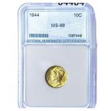 1944 Mercury Silver Dime NNC MS68