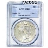 1923 Silver Peace Dollar PCGS MS63