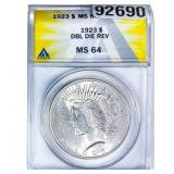 1923 Silver Peace Dollar ANACS MS64 DDR