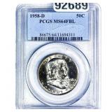 1958-D Franklin Half Dollar PCGS MS64 FBL