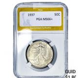 1937 Walking Liberty Half Dollar PGA MS66+