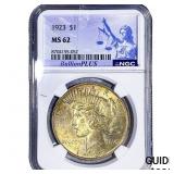 1923 Silver Peace Dollar NGC MS62