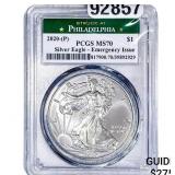 2020[P] Silver Eagle PCGS MS70 Emergancy Issue