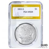 1921-S Morgan Silver Dollar PGA MS64