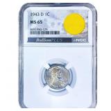 1943-D Wheat Cent NGC MS65 WWII Parchute Fragment
