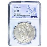1923 Silver Peace Dollar NGC MS62