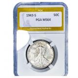 1943-S Walking Liberty Half Dollar PGA MS64