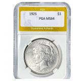 1925 Silver Peace Dollar PGA MS64