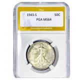 1943-S Walking Liberty Half Dollar PGA MS64