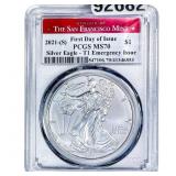 2021-S Silver Eagle PCGS MS70 TY 1 Emergancy Issue
