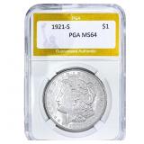 1921-S Morgan Silver Dollar PGA MS64