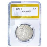1943-S Walking Liberty Half Dollar PGA MS65