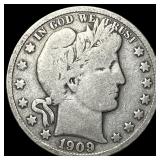 1909-S Silver Barber Half Dollar LIGHTLY CIRCULATE