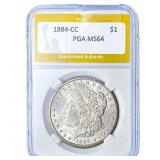 1884-CC Morgan Silver Dollar PGA MS64