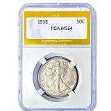 1938 Walking Liberty Half Dollar PGA MS64
