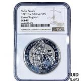 2022 Great Britain 2oz Silver Â£5 Lion NGC MS66