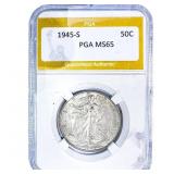 1945-S Walking Liberty Half Dollar PGA MS65
