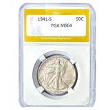 1941-S Walking Liberty Half Dollar PGA MS64