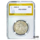 1943-S Walking Liberty Half Dollar PGA MS64