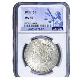 1885 Morgan Silver Dollar NGC MS60