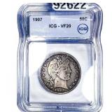 1907 Barber Half Dollar ICG VF20