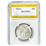 1942-S Walking Liberty Half Dollar PGA MS64