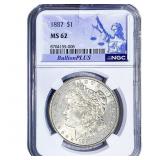 1887 Morgan Silver Dollar NGC MS62