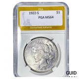 1922-S Silver Peace Dollar PGA MS64
