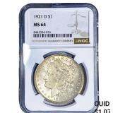 1921-D Morgan Silver Dollar NGC MS64