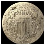 1874 Shield Nickel LIGHTLY CIRCULATED