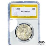 1938 Walking Liberty Half Dollar PGA MS64