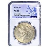 1923 Silver Peace Dollar NGC MS62