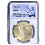 1924 Silver Peace Dollar NGC MS62