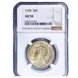 1938 Walking Liberty Half Dollar NGC AU58