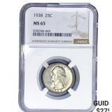 1938 Washington Silver Quarter NGC MS65
