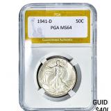 1941-D Walking Liberty Half Dollar PGA MS64