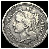1881 Nickel Three-Cent Piece LIGHTLY CIRCULATED