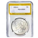 1926-S Silver Peace Dollar PGA MS64