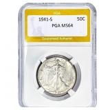 1941-S Walking Liberty Half Dollar PGA MS64