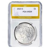 1923-S Silver Peace Dollar PGA MS64