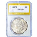 1897-S Morgan Silver Dollar PGA MS64