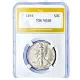 1946 Walking Liberty Half Dollar PGA MS66