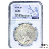 1923 Silver Peace Dollar NGC MS61